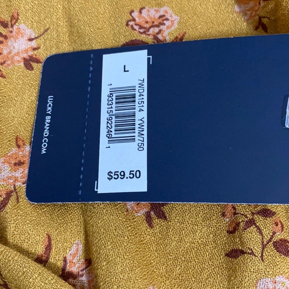 NWT Lucky Brand yellow mustard floral blouse - Picture 2 of 6